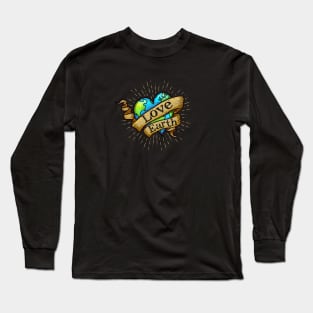 Love Earth - Hipster, Tattoo Earth Heart Long Sleeve T-Shirt